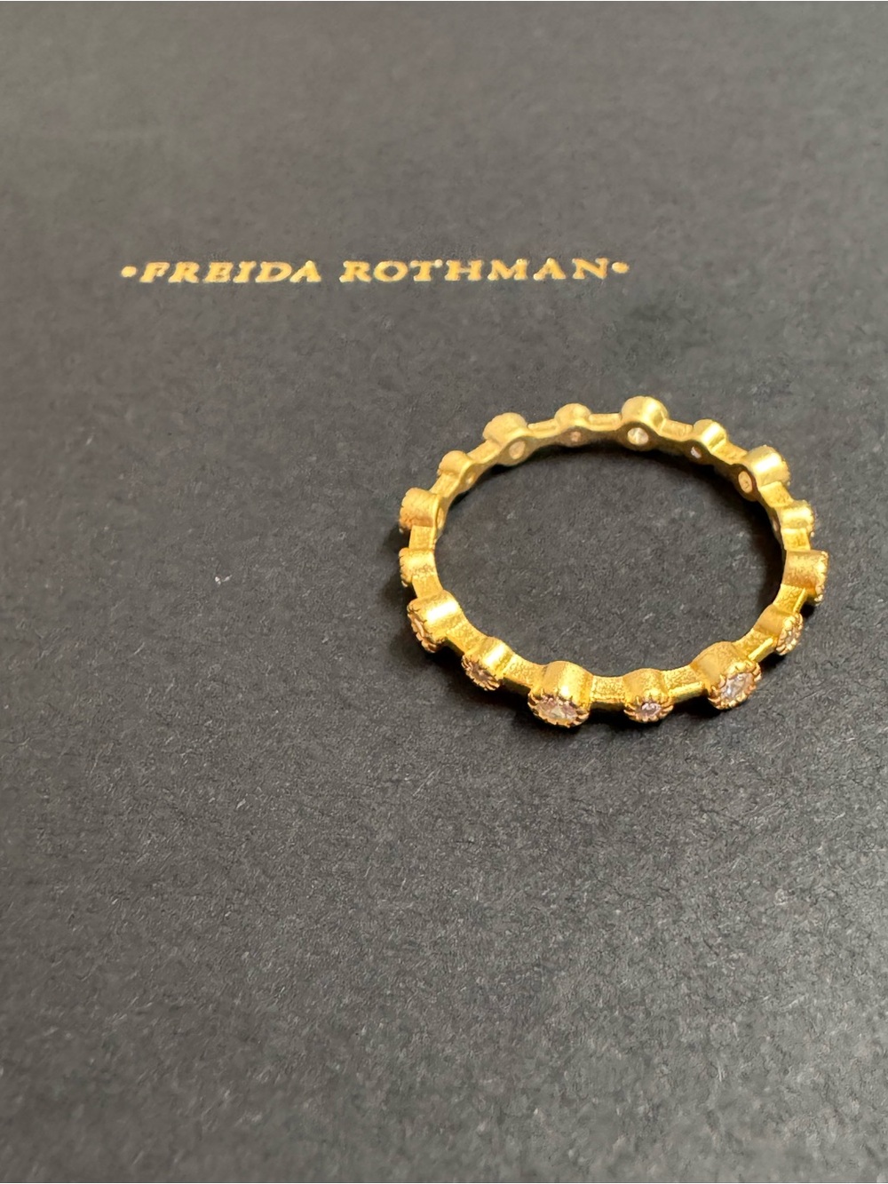 Freida Rothman Gold Alternating Bezel Stacking Ring - Picture 4 of 7
